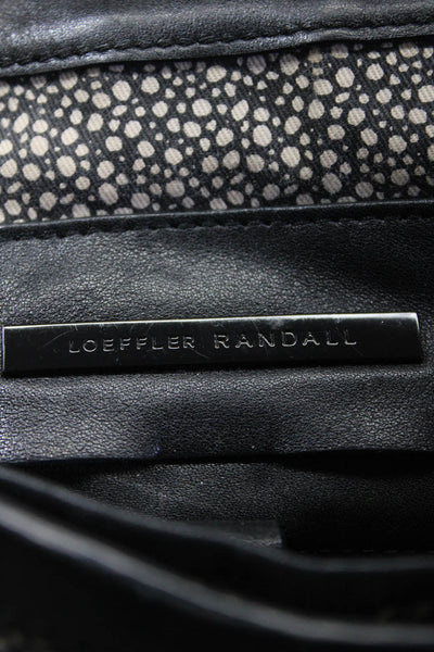 Loeffler Randall Womens Leather Push Lock Envelope Shoulder Handbag Black