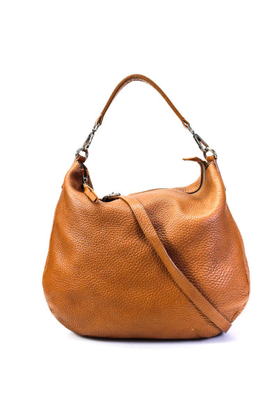 Gianni Chiarini Womens Leather Silver Tone Hardware Hobo Bag Brown Size M