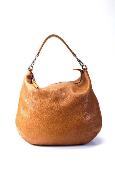 Gianni Chiarini Womens Leather Silver Tone Hardware Hobo Bag Brown Size M