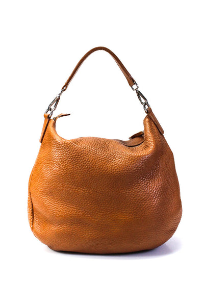 Gianni Chiarini Womens Leather Silver Tone Hardware Hobo Bag Brown Size M