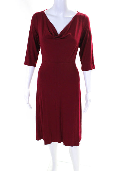 Eileen Fisher Womens Round Neck Long Sleeve Maxi Pullover Dress Red Size M