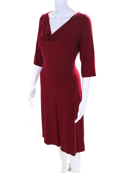 Eileen Fisher Womens Round Neck Long Sleeve Maxi Pullover Dress Red Size M