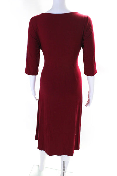 Eileen Fisher Womens Round Neck Long Sleeve Maxi Pullover Dress Red Size M