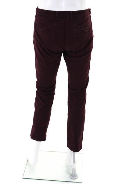 J Crew Men's Button Closure Chino Straight Leg Dress Pant Burgundy Size 32