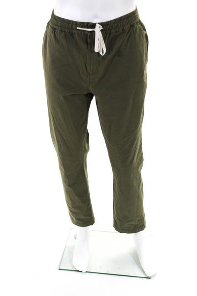 J Crew Men's Elastic Drawstring Flat Front Straight Leg Casual Pant Green Size L