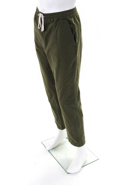 J Crew Men's Elastic Drawstring Flat Front Straight Leg Casual Pant Green Size L