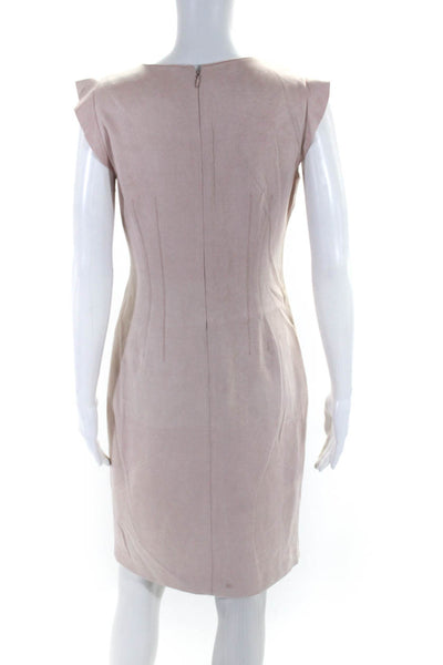 Elie Tahari Womens Blush Pink Crew Neck Ruffle Cap Sleeve Shift Dress Size 6