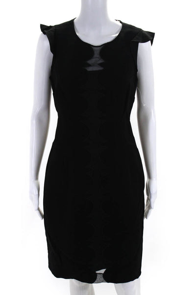 Elie Tahari Womens Black Textured Printed Crew Neck Sleeveless Shift Dress Size6