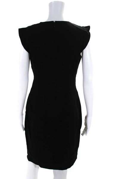 Elie Tahari Womens Black Textured Printed Crew Neck Sleeveless Shift Dress Size6