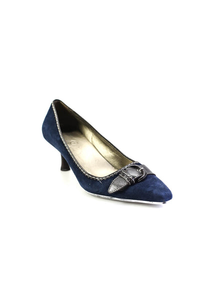 Cole Haan Womens Cone Hele Pointed Square Toe Pumps Blue Suede Size 7.5M