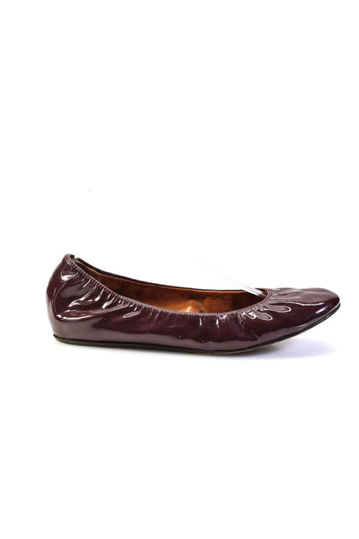 Lanvin Womens Dark Red Leather Ballet Flats Shoes Size 9.5