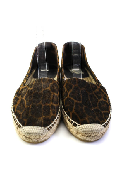 Saint Laurent Womens Brown Leopard Print Espadrille Loafer Shoes Size 10