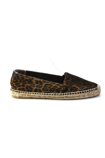 Saint Laurent Womens Brown Leopard Print Espadrille Loafer Shoes Size 10