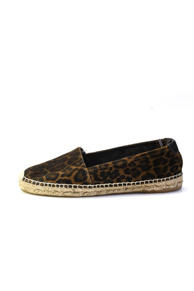 Saint Laurent Womens Brown Leopard Print Espadrille Loafer Shoes Size 10