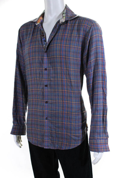 Robert Graham Mens Cotton Plaid Button Down Long Sleeve Shirt Multi Size M