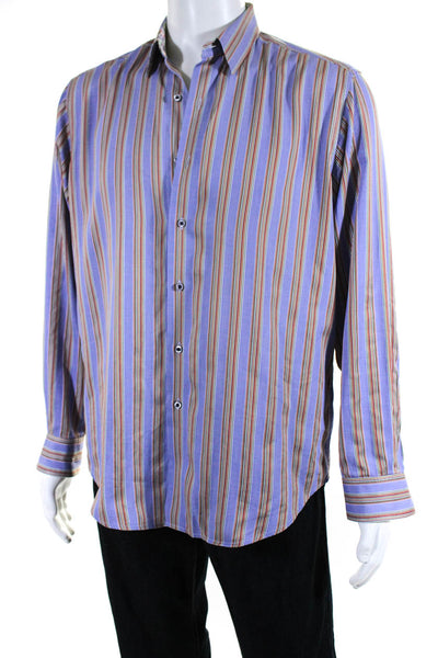 Robert Graham Mens Cotton Long Sleeve Striped Button Down Shirt Multi Size M