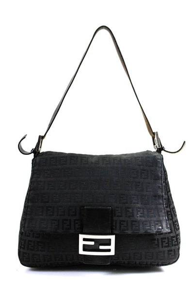 Fendi Women's Flap Mama Forever Monogram Tote Handbag Black Size M