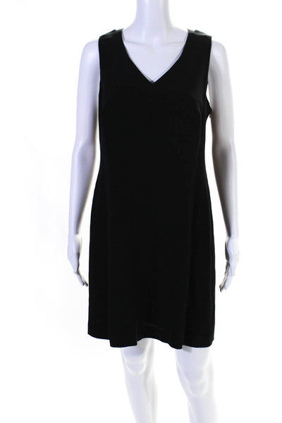 Rena Lange Womens Side Zip Sleeveless V Neck Silk Shift Dress Black Size EU 40