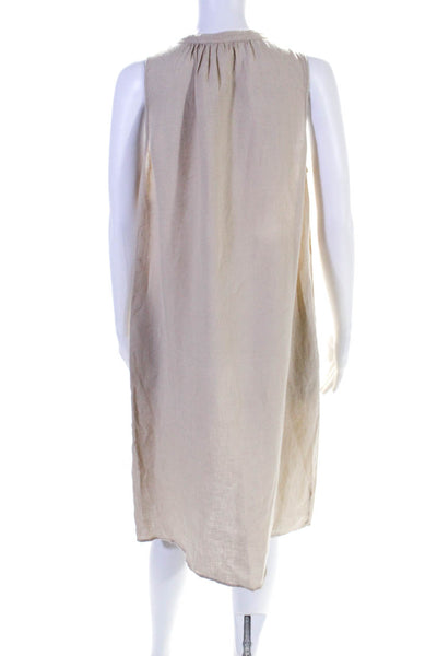 Hartford Womens Sleeveless V Neck Knee Length Linen Shift Dress Beige Size 1