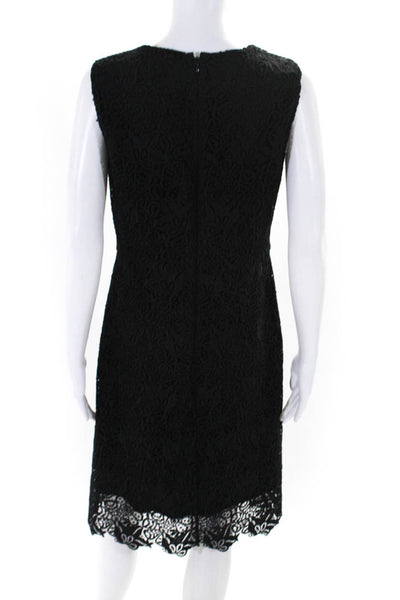 Elie Tahari Womens Black Floral Lace Crew Neck Sleeveless Bodycon Dress Size 6