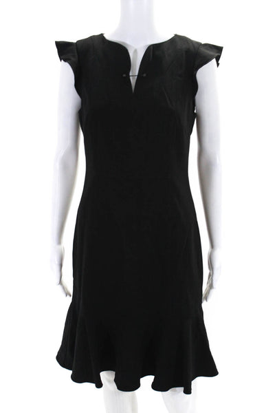 Elie Tahari Womens Black V-Neck Embellished Cap Sleeve Mermaid Dress Size 6