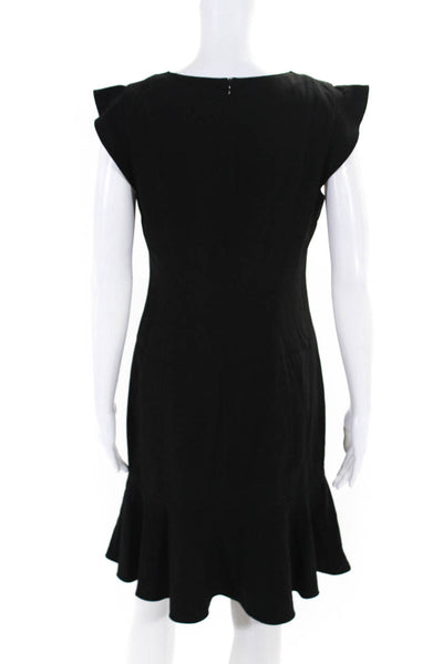 Elie Tahari Womens Black V-Neck Embellished Cap Sleeve Mermaid Dress Size 6