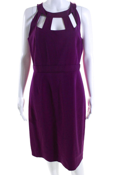 Elie Tahari Womens Fuschia Cut Out Crew Neck Sleeveless Shift Dress Size 12