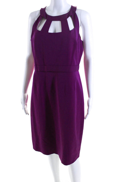 Elie Tahari Womens Fuschia Cut Out Crew Neck Sleeveless Shift Dress Size 12