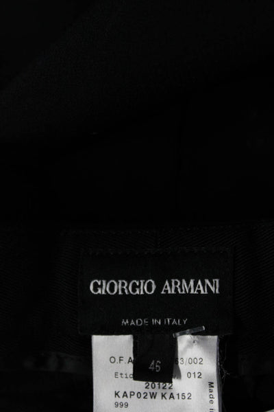 Giorgio Armani Womens Solid Black High Rise Pleated Straight Dress Pants Size 46