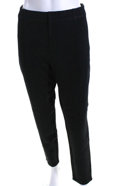 St. John Couture Womens Elastic Waistband Zipper Trim Knit Pants Black Large