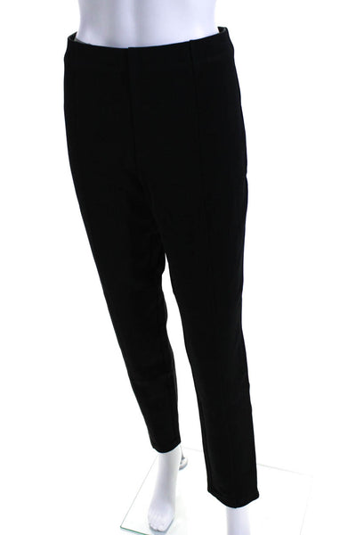 St. John Couture Womens Elastic Waistband Zipper Trim Knit Pants Black Large