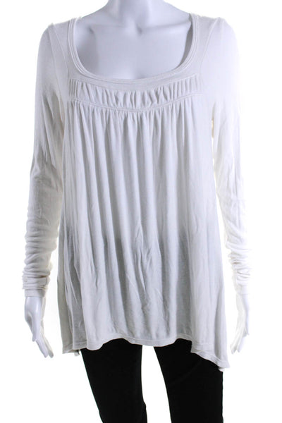 We The Free Womens Long Sleeve Scoop Neck Ribbed Knit Shirt White Size Medium