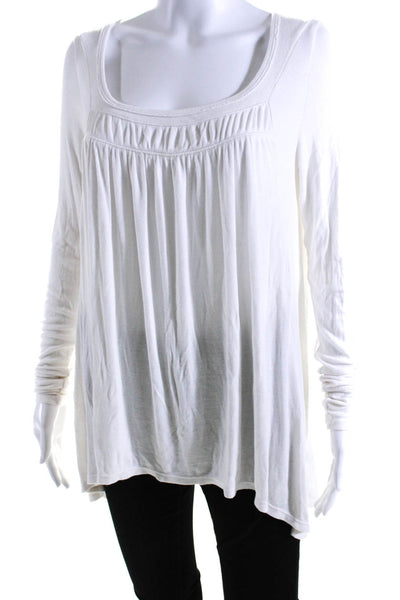 We The Free Womens Long Sleeve Scoop Neck Ribbed Knit Shirt White Size Medium