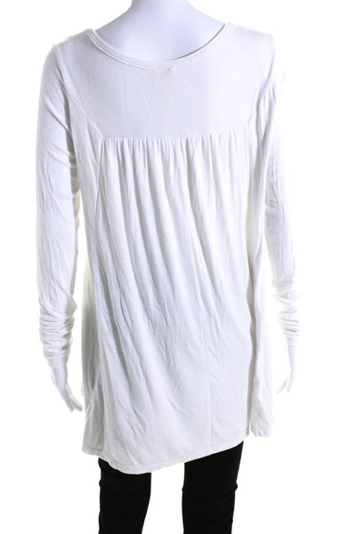 We The Free Womens Long Sleeve Scoop Neck Ribbed Knit Shirt White Size Medium