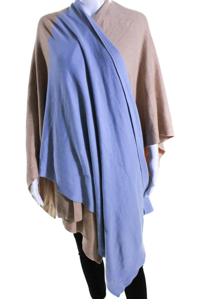 J. Mclaughlin Womens Knit Shawl Cardigan Sweater Brown Blue Cotton One Size