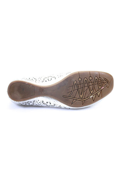 Earthies® Womens Leather Laser Cut Slide On Ballet Flats Silver Size 9.5 B