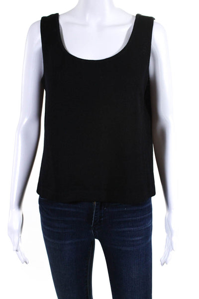 St. John Basics Womens Wool Scoop Neck Knit tank Top Black Size M