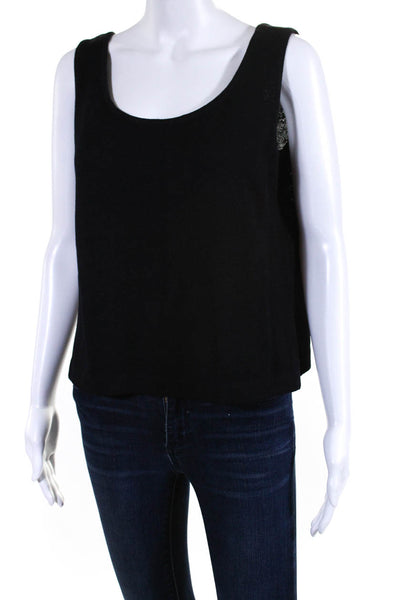 St. John Basics Womens Wool Scoop Neck Knit tank Top Black Size M