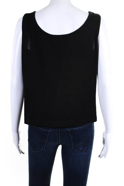 St. John Basics Womens Wool Scoop Neck Knit tank Top Black Size M