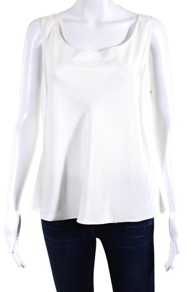 Lafayette 148 New York Womens Silk Scoop Neck Tank Blouse White Size 12