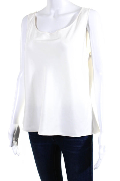 Lafayette 148 New York Womens Silk Scoop Neck Tank Blouse White Size 12