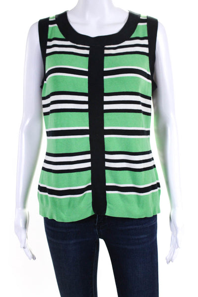 Carlisle Womens 2 Piece Striped Knit Tank Cardigan Set Green Size XL