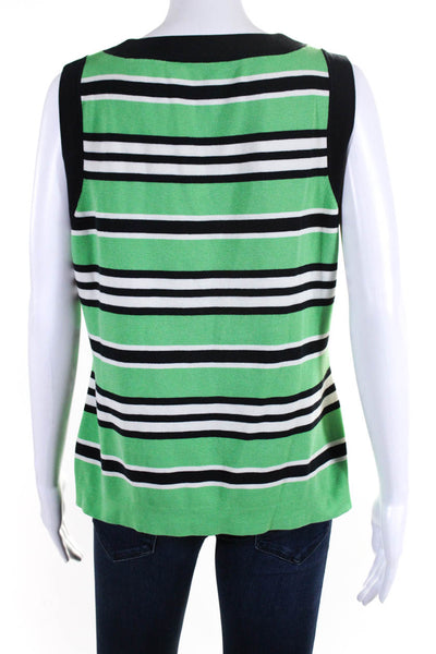 Carlisle Womens 2 Piece Striped Knit Tank Cardigan Set Green Size XL