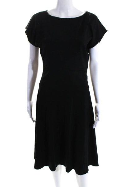 Susana Monaco Womens Short Sleeves Full Length A Line Dress Black Size Large