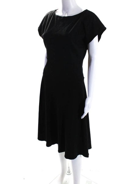 Susana Monaco Womens Short Sleeves Full Length A Line Dress Black Size Large