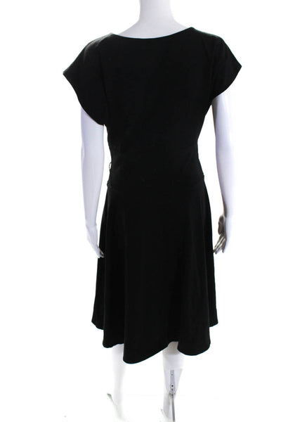 Susana Monaco Womens Short Sleeves Full Length A Line Dress Black Size Large