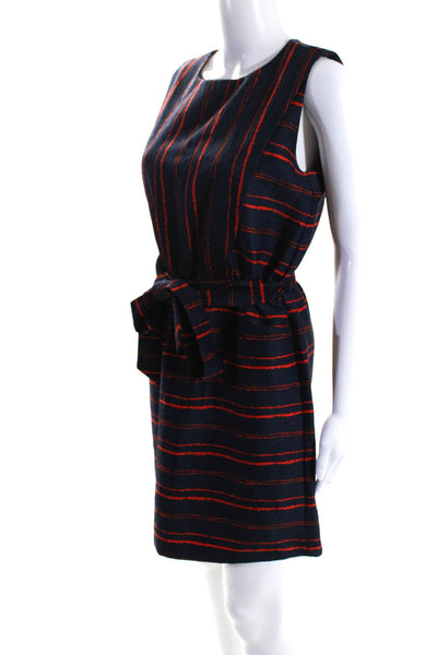 jade melody tam Womens Striped Sleeveless Belted Dress Navy Blue Red Size Small