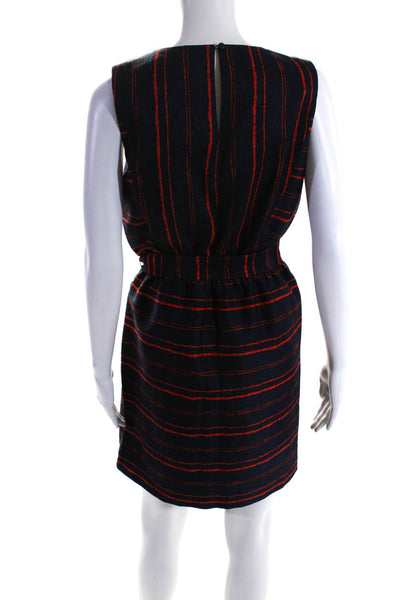 jade melody tam Womens Striped Sleeveless Belted Dress Navy Blue Red Size Small