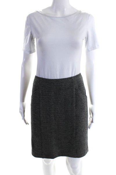 Theory Womens Flat Front Nuria Necessitas Mini Skirt Black White Cotton Size 6