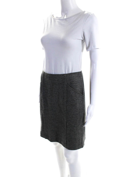 Theory Womens Flat Front Nuria Necessitas Mini Skirt Black White Cotton Size 6